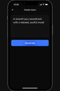 A graphic showing an example of a creative prompt for an AI music generator, with lyrics for a verse and chorus about city lights and hope.